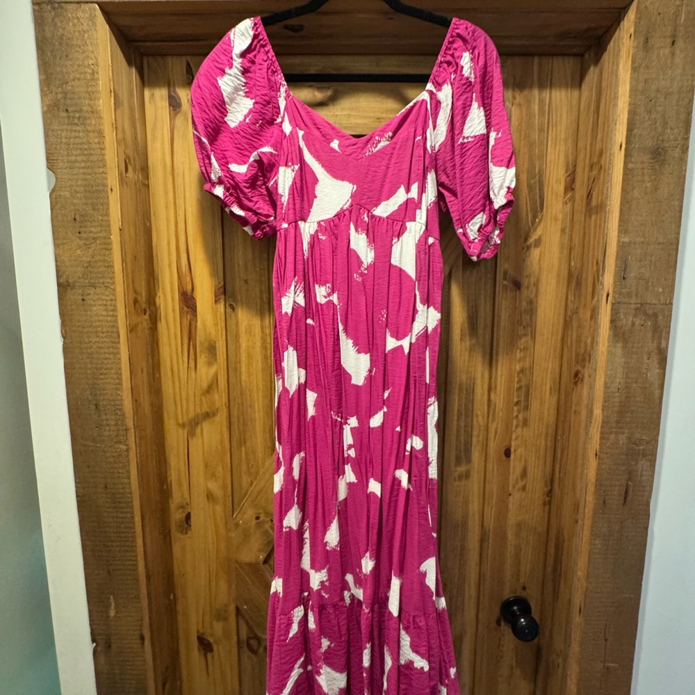 Nine West Pink and White Maxi Dress